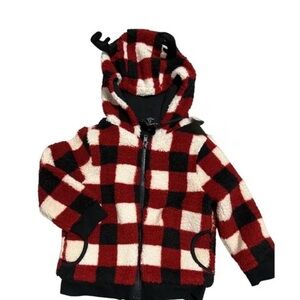 3T Jarvis Archer boys' sherpa fleece check plaid Christmas reindeer jacket